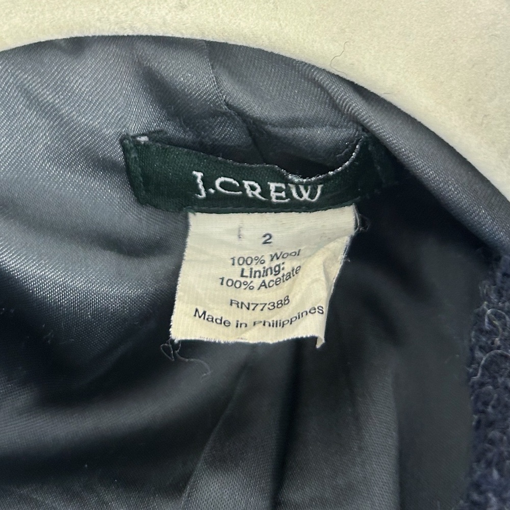 Y2K J. Crew Fiona 100% Wool Heathered Grey Cropped Ruffle Jacket Size 2 - Picture 7 of 7